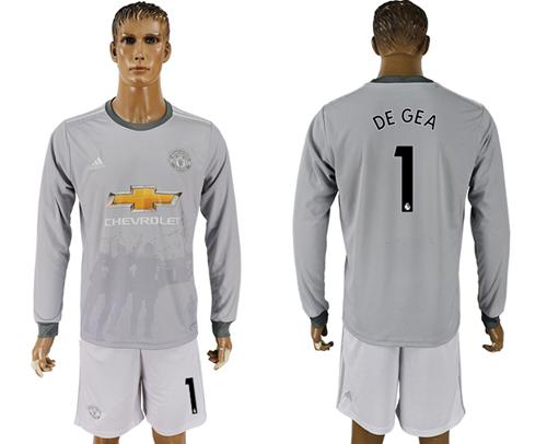 Manchester United #1 De Gea Sec Away Long Sleeves Soccer Club Jersey - Click Image to Close